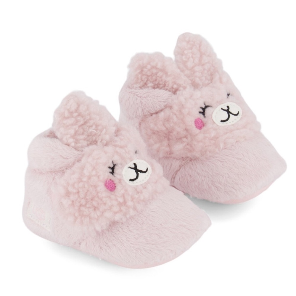 UGG BABY BIXBEE LLAMA STUFFIE ANIMAL SLIPPERS SEASHELL PINK (2/3 size = 6-12 mo)
